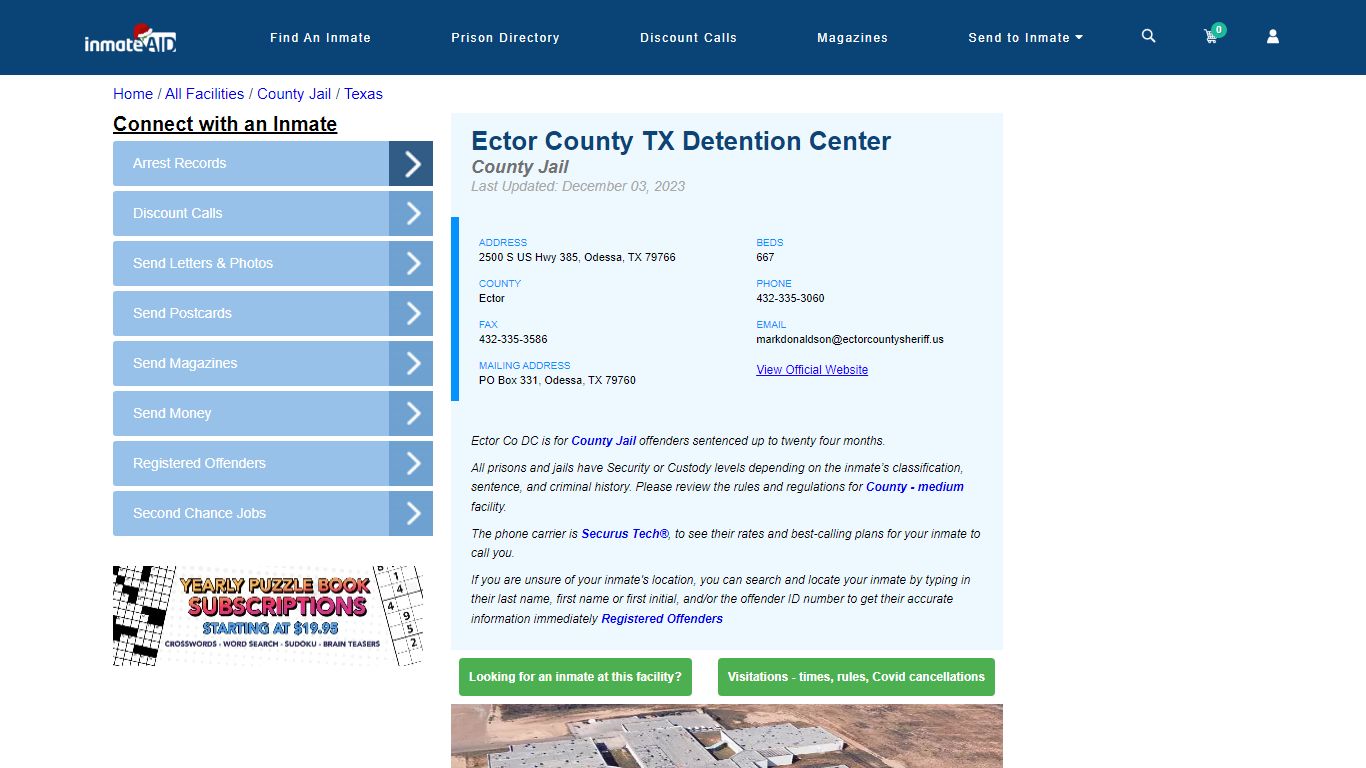 Ector County TX Detention Center - Inmate Locator - Odessa, TX