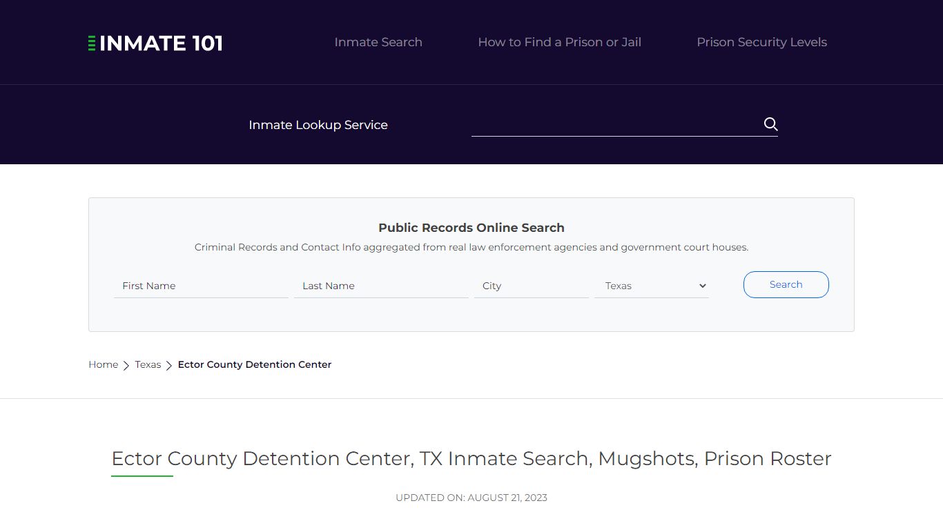 Ector County Detention Center, TX Inmate Search, Mugshots, Prison ...